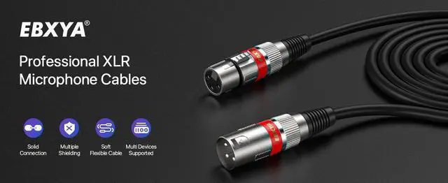 Alt view image 3 of 7 - EBXYA XLR Cable 20ft 4 Pack - Mic Cables Balanced DMX Cable Male to Female Suitable for Microphones, Radio Station, Stage Lighting