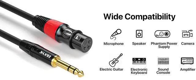 Alt view image 7 of 7 - EBXYA XLR Female to 1/4 Inch TRS - Balanced XLR Microphone Cable to 6.35mm Jack Lead, 3 Feet 2 Pack,XLR to 6.35mm Jack Cable