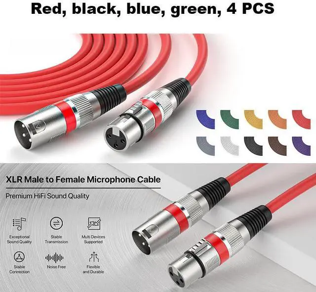 Alt view image 5 of 7 - EBXYA XLR Cable 2ft 10 Pack - EBXYA 3 Pins Balanced XLR Microphone Cable Male to Female Suitable for Audio Mixer, Speaker Systems, Radio Station