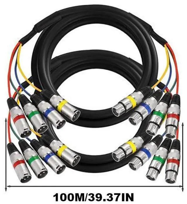 Main image of EBXYA 3 Ft XLR Snake Cables 4 Colored, 4-Channel Microphone Patch Cable XLR Male to Female, Recording Snake for Live, Recording, Studios 2 Pack