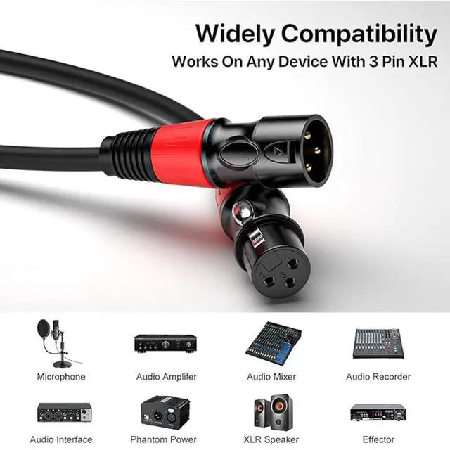 Alt view image 6 of 7 - EBXYA XLR Cables 1.5 ft 6 Pack - XLR Male to Female 3 Pins Balanced Microphone Cable,Microphone and speaker system,Connect Devices, Live Sound,,applicable to microphones, cameras, sound cards, and mix