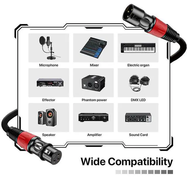 Alt view image 7 of 7 - EBXYA XLR Cables 1.5 ft 6 Pack - XLR Male to Female 3 Pins Balanced Microphone Cable,Microphone and speaker system,Connect Devices, Live Sound,,applicable to microphones, cameras, sound cards, and mix