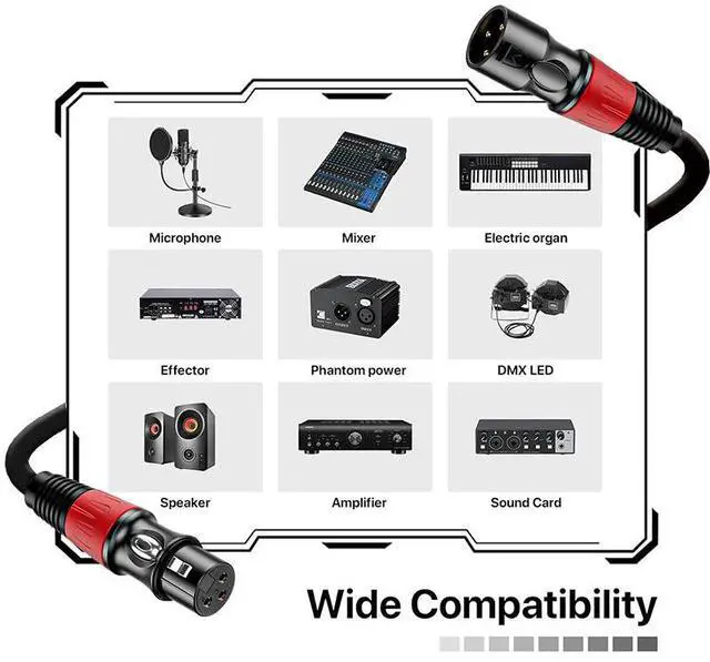 Alt view image 3 of 6 - EBXYA XLR Cables 3ft 6 Pack - Standard XLR Male to Female Microphone Cable with 3-Pin Balanced Shielded XLR Speaker Cable