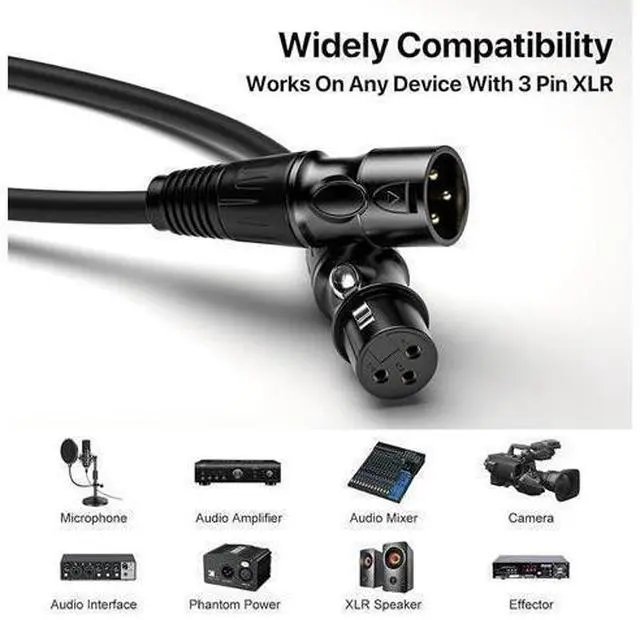 Alt view image 5 of 6 - EBXYA XLR Cables 3ft 6 Pack - Standard XLR Male to Female Microphone Cable with 3-Pin Balanced Shielded XLR Speaker Cable