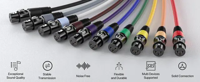 Alt view image 6 of 6 - EBXYA XLR Cables 2ft 10 Pack - 3 Pins Balanced XLR Microphone Cable Male to Female Suitable for Audio Mixer, Speaker Systems, Radio Station