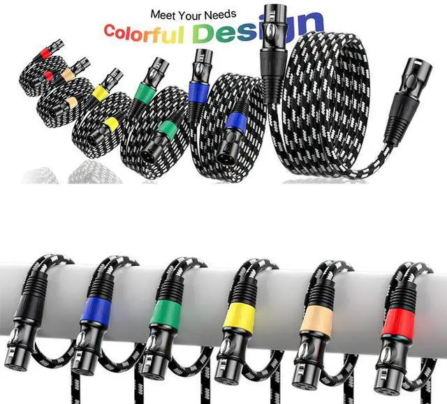 Alt view image 3 of 6 - EBXYA XLR Cable 1.5ft 6 Packs, Braided XLR Male to Female Balanced Microphone Cable, Gold Plated 3-Pin XLR Mic Cable, XLR Speaker Cable for Mixer, Amplifiers, Record