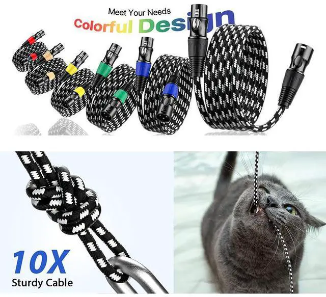 Alt view image 6 of 6 - EBXYA XLR Cable 1.5ft 6 Packs, Braided XLR Male to Female Balanced Microphone Cable, Gold Plated 3-Pin XLR Mic Cable, XLR Speaker Cable for Mixer, Amplifiers, Record