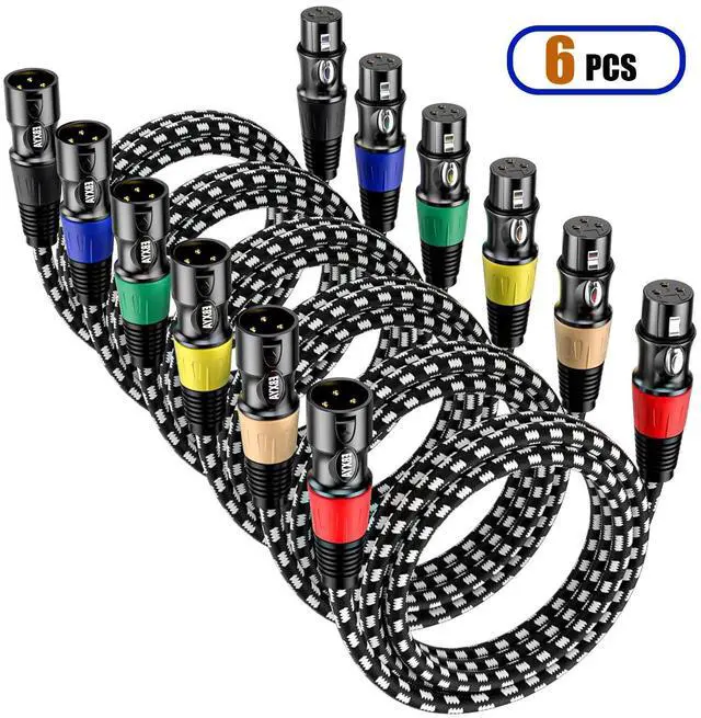 Main image of EBXYA XLR Cable 1.5ft 6 Packs, Braided XLR Male to Female Balanced Microphone Cable, Gold Plated 3-Pin XLR Mic Cable, XLR Speaker Cable for Mixer, Amplifiers, Record