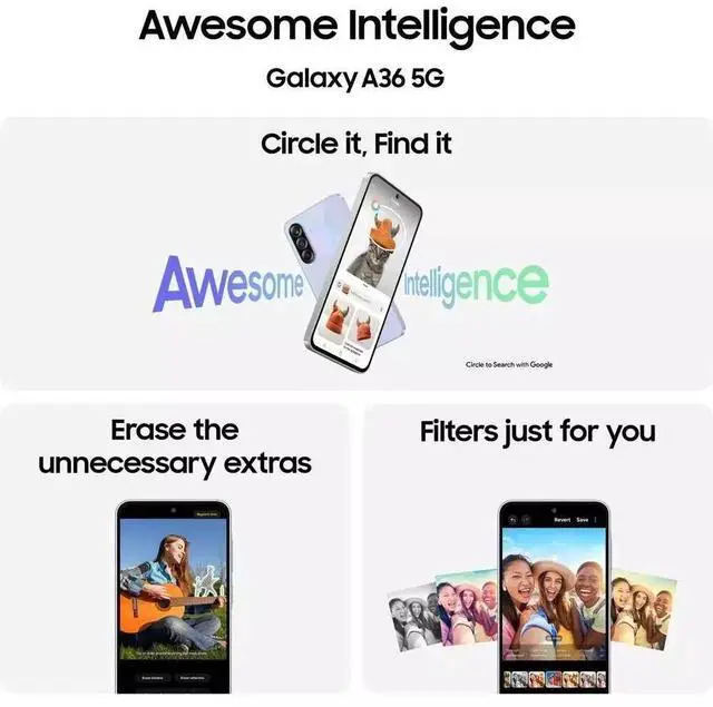 Alt view image 3 of 5 - Samsung Galaxy A36 5G AI, 256GB 8GB RAM, Android Smartphone, Latin Version, Dual Sim, Unlocked, New  (International Version) - Awesome Lavender