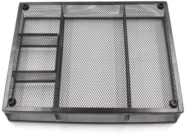 Alt view image 3 of 5 - EasyAPG Desk Drawer Organizer with 5 Compartments, Metal Mesh Storage Tray with Anti-Slip Pads for Office, Kitchen, Bathroom - Black