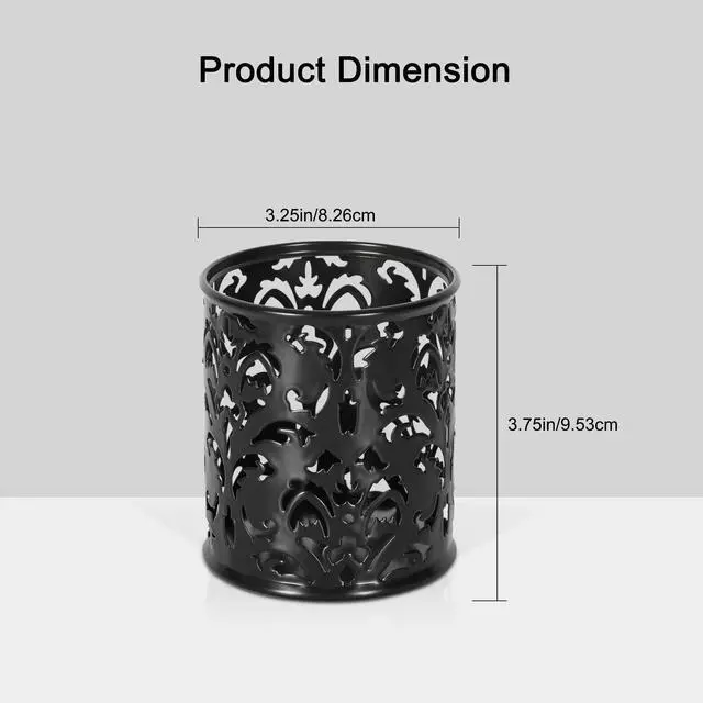 Alt view image 3 of 7 - EasyPAG Metal Round Pencil Holder 2 Pack Black Pen Cup Holders Organizer for Desk