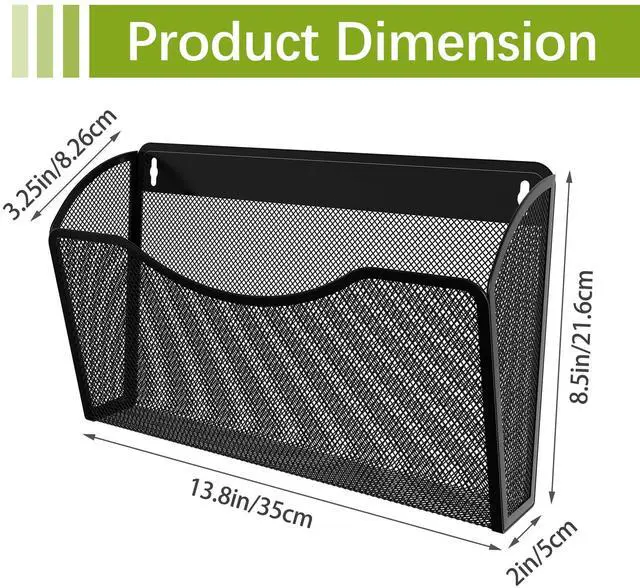 Alt view image 4 of 7 - EasyPAG EasyPAG 6 Pack Mesh Wall File Organizer | Vertical Mounted Single Pocket Holder for A4/Letter Size Files - Rust-Proof Metal Organizer for Office, Home, School, Black