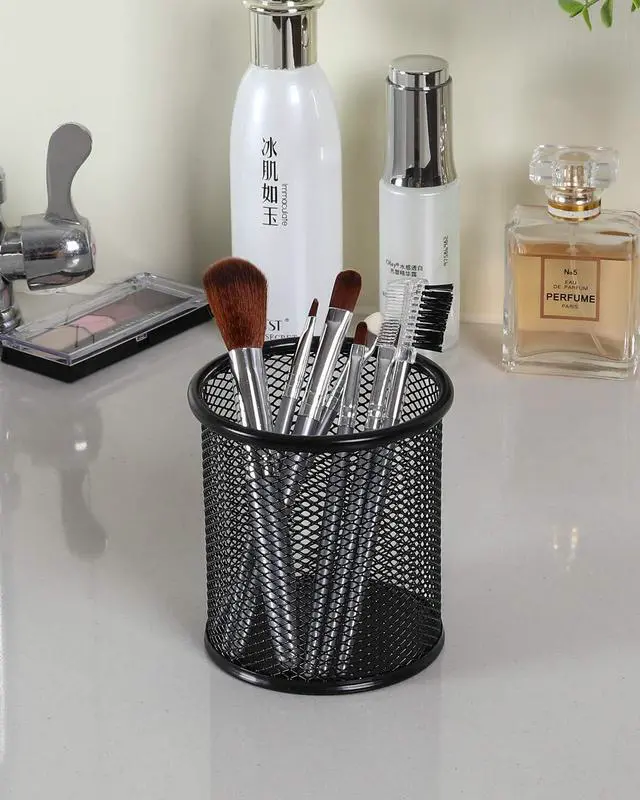 Alt view image 6 of 7 - Pencil Holder for Desk, 2 Pack Metal Pen Organizer, Mesh Pencil Cup Organizer for Home, Office, Classroom, School, Black