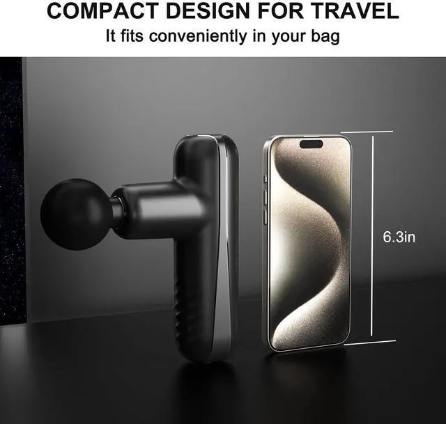 Alt view image 4 of 6 - SBUBU Mini Massage Gun for Deep Tissue Percussion - Portable Handheld Massager for Muscle Recovery with 4 Massage Heads High-Intensity Vibration Rechargeable Small Massage Gun