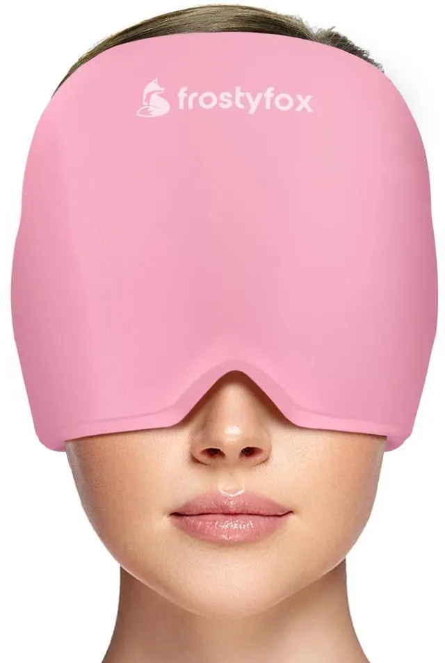 Main image of FrostyFox Headache Relief Cap, Effective Migraine, Hangover Relief, Migraine Cap for Self Care, Stress Relief, Ice Cap for Headaches (Pink)