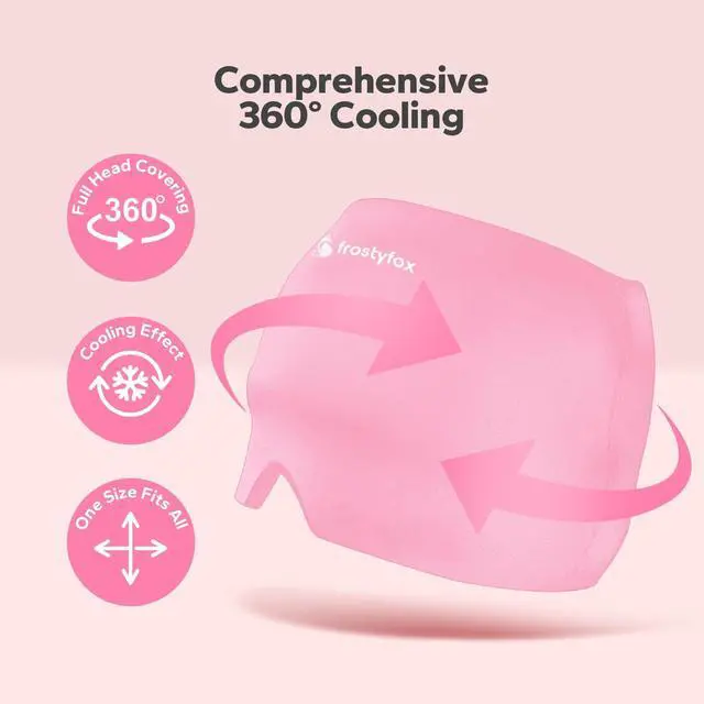 Alt view image 3 of 6 - FrostyFox Headache Relief Cap, Effective Migraine, Hangover Relief, Migraine Cap for Self Care, Stress Relief, Ice Cap for Headaches (Pink)