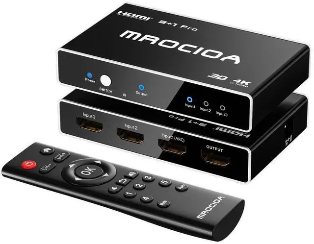 Main image of Mrocioa HDMI Switch with Arc, 3 in 1 Out 4K@60Hz Metal HDMI Switch Splitter, HDMI 2.0 Splitter Box with Remote for PS5/Xbox One/OLED TV/Sky Box