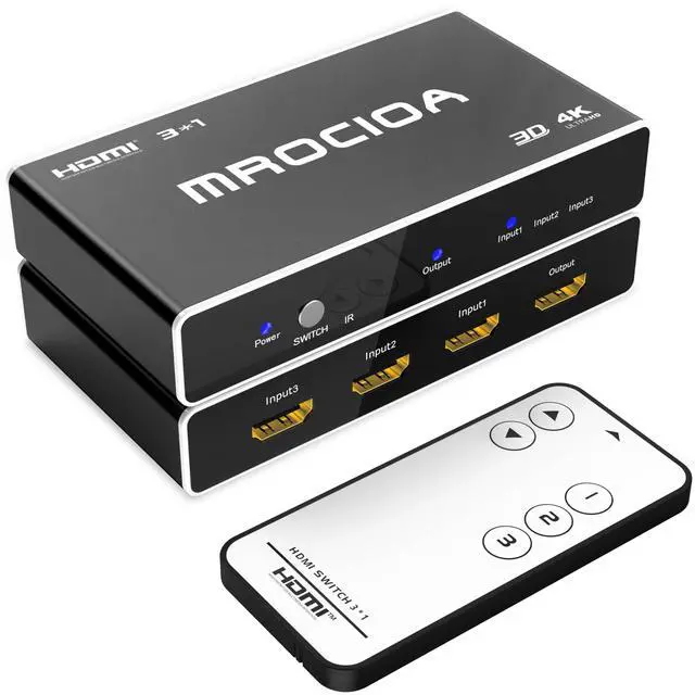 Main image of Mrocioa Hdmi Splitter,Mrocioa 4K 60hz 3 Ports Hdmi switch box with IR Remote Control