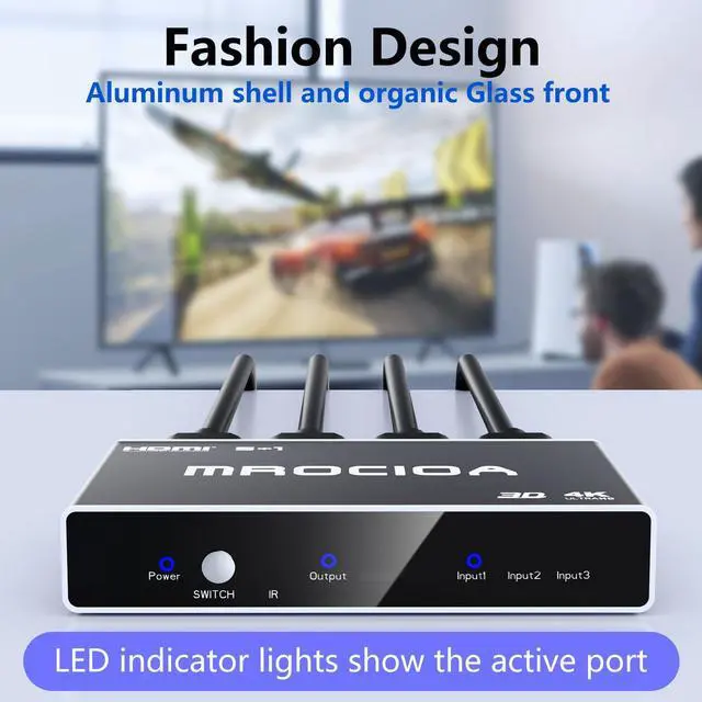 Alt view image 5 of 7 - Mrocioa Hdmi Splitter,Mrocioa 4K 60hz 3 Ports Hdmi switch box with IR Remote Control