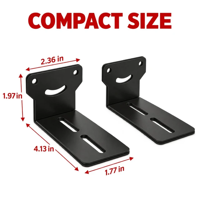 Alt view image 7 of 7 - Universal Soundbar Wall Mount Bracket, Metal Speaker Shelf, Black, holds up to 44LBS for most soundbars