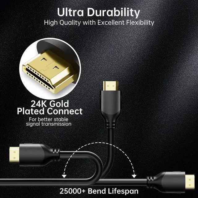 Alt view image 4 of 7 - Mrocioa HDMI Cable 8K 2.1, 3feet High Speed HDMI Cable Cord 4K@120Hz 8K@60Hz Hdmi Lead for PS5,PS4, Xbox, Nintendo Switch ,Computer