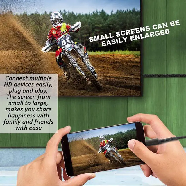 Alt view image 2 of 7 - Mrocioa USB C to HDMI Cable 6FT/1.8m, USB C to Hdmi Adapter 4K@60Hz, Type C to HDMI Cord Thunderbolt 3/4/5 Compatible for iPhone 15/16 Series, MacBook, iMac, iPad Pro, Galaxy