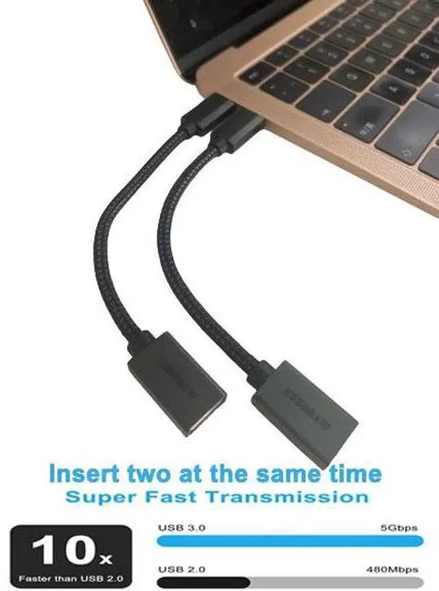 Alt view image 2 of 6 - Mrocioa USB C to USB Adapter 2Pack, USB C to USB3.0 Female Adapter, OTG Cable Thunderbolt Compatible for MacBook Pro/Air, iPhone 15/16, S23/24, Laptops, Tablets