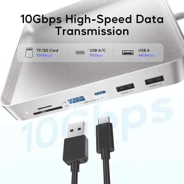 Alt view image 3 of 7 - PULWTOP USB C HUB for iMac 24 inch 2021/2023/2024, USB Hub Adapter iMac Accessories for iMac M1/M3/M4 with USB C 10Gbps 3*USB A SD/TF, Docking Station Support Expand M.2 SSD (Not Included), Silver