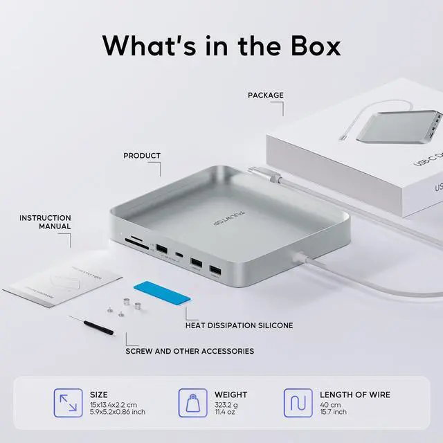Alt view image 6 of 7 - PULWTOP USB C HUB for iMac 24 inch 2021/2023/2024, USB Hub Adapter iMac Accessories for iMac M1/M3/M4 with USB C 10Gbps 3*USB A SD/TF, Docking Station Support Expand M.2 SSD (Not Included), Silver