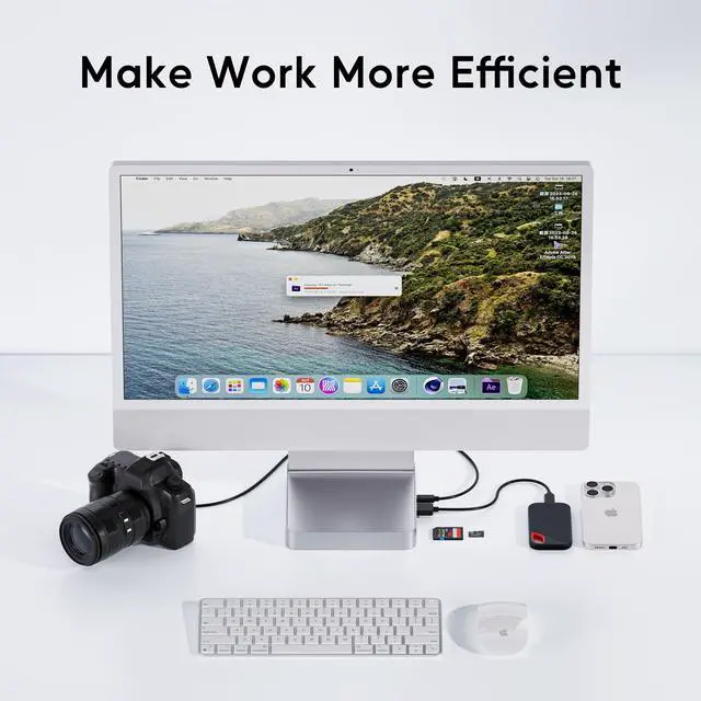 Alt view image 7 of 7 - PULWTOP USB C HUB for iMac 24 inch 2021/2023/2024, USB Hub Adapter iMac Accessories for iMac M1/M3/M4 with USB C 10Gbps 3*USB A SD/TF, Docking Station Support Expand M.2 SSD (Not Included), Silver