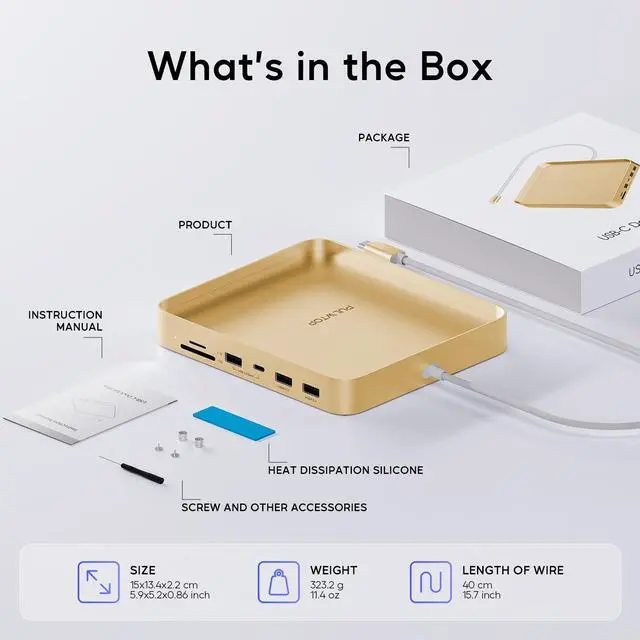 Alt view image 6 of 7 - PULWTOP USB C HUB for iMac 24 inch 2021/2023/2024, USB Hub Adapter iMac Accessories for iMac M1/M3/M4 with USB C 10Gbps 3*USB A SD/TF, Docking Station Support Expand M.2 SSD (Not Included), Yellow