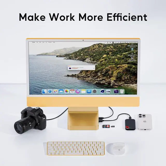 Alt view image 7 of 7 - PULWTOP USB C HUB for iMac 24 inch 2021/2023/2024, USB Hub Adapter iMac Accessories for iMac M1/M3/M4 with USB C 10Gbps 3*USB A SD/TF, Docking Station Support Expand M.2 SSD (Not Included), Yellow