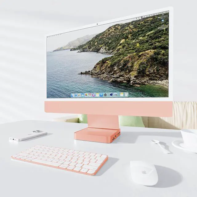 Alt view image 5 of 7 - PULWTOP USB C HUB for iMac 24 inch 2021/2023/2024, USB Hub Adapter iMac Accessories for iMac M1/M3/M4 with USB C 10Gbps 3*USB A SD/TF, Docking Station Support Expand M.2 SSD (Not Included), Orange