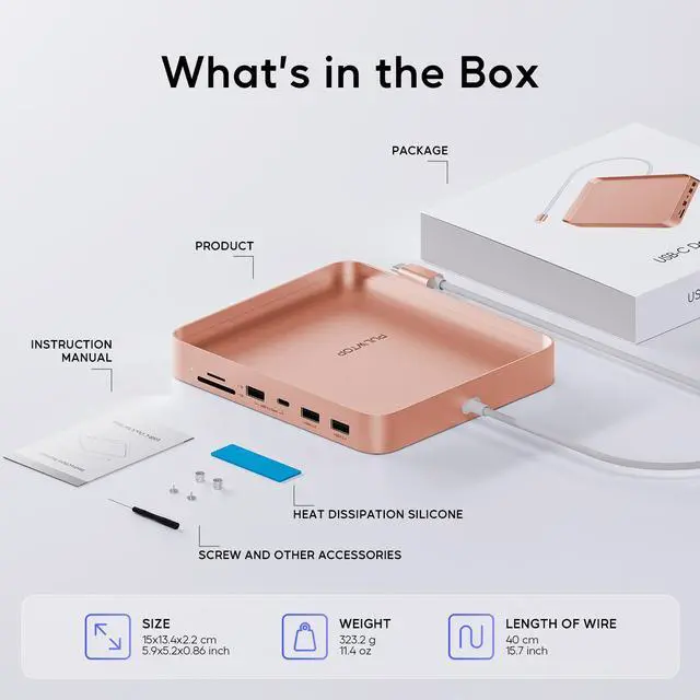 Alt view image 6 of 7 - PULWTOP USB C HUB for iMac 24 inch 2021/2023/2024, USB Hub Adapter iMac Accessories for iMac M1/M3/M4 with USB C 10Gbps 3*USB A SD/TF, Docking Station Support Expand M.2 SSD (Not Included), Orange