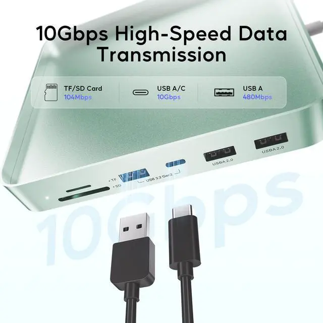 Alt view image 4 of 7 - PULWTOP USB C HUB for iMac 24 inch 2021/2023/2024, USB Hub Adapter iMac Accessories for iMac M1/M3/M4 with USB C 10Gbps 3*USB A SD/TF, Docking Station Support Expand M.2 SSD (Not Included), Green