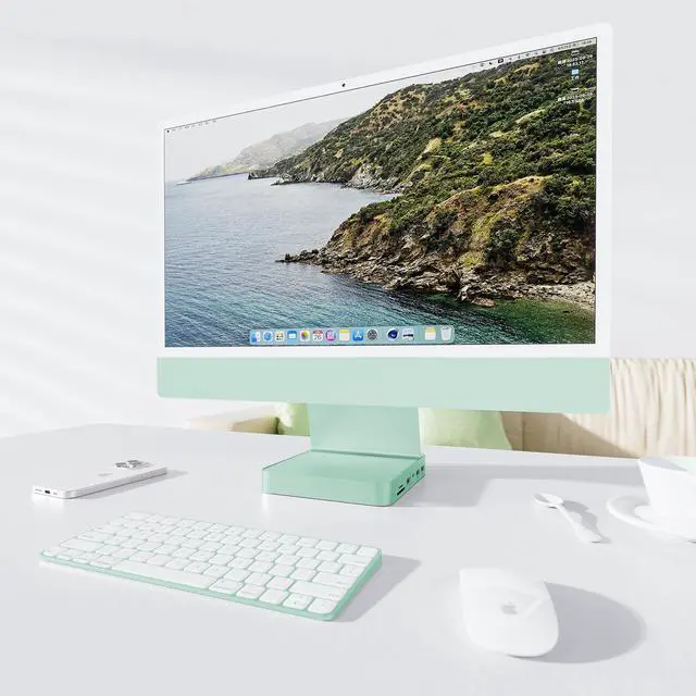 Alt view image 2 of 7 - PULWTOP USB C HUB for iMac 24 inch 2021/2023/2024, USB Hub Adapter iMac Accessories for iMac M1/M3/M4 with USB C 10Gbps 3*USB A SD/TF, Docking Station Support Expand M.2 SSD (Not Included), Green