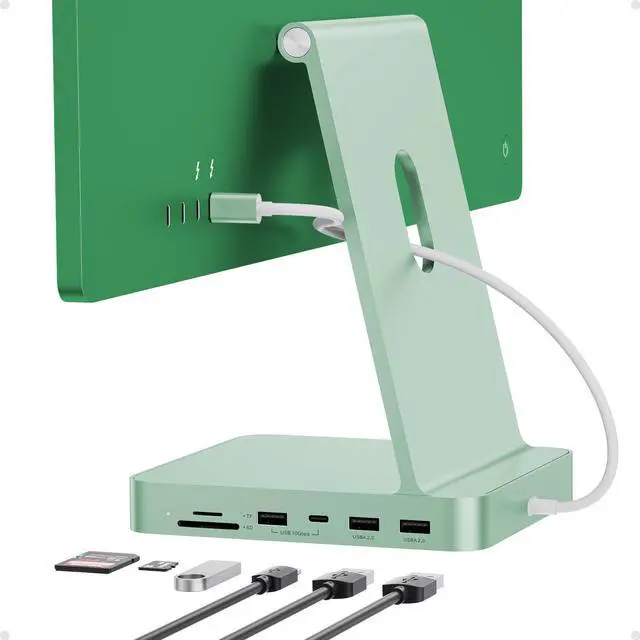 Main image of PULWTOP USB C HUB for iMac 24 inch 2021/2023/2024, USB Hub Adapter iMac Accessories for iMac M1/M3/M4 with USB C 10Gbps 3*USB A SD/TF, Docking Station Support Expand M.2 SSD (Not Included), Green