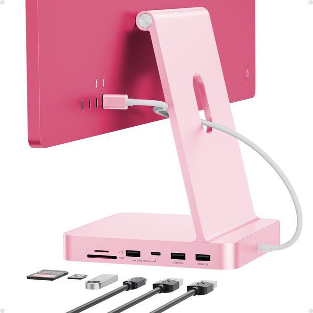 Main image of PULWTOP USB C HUB for iMac 24 inch 2021/2023/2024, USB Hub Adapter iMac Accessories for iMac M1/M3/M4 with USB C 10Gbps 3*USB A SD/TF, Docking Station Support Expand M.2 SSD (Not Included), Pink
