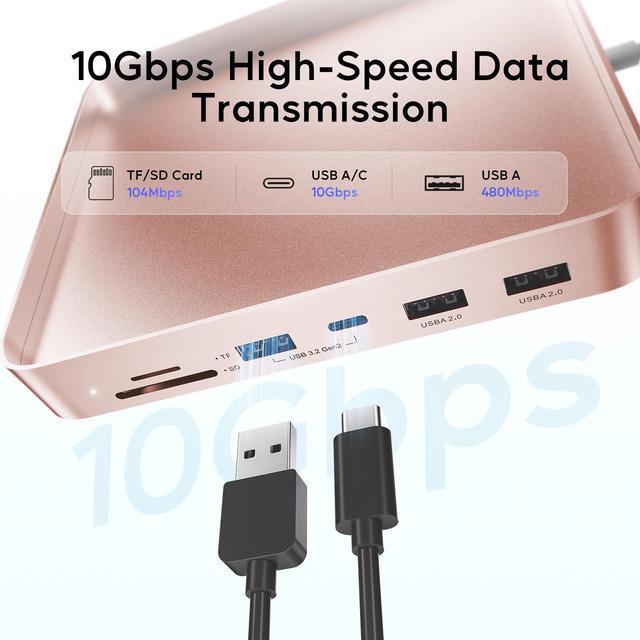 Alt view image 5 of 7 - PULWTOP USB C HUB for iMac 24 inch 2021/2023/2024, USB Hub Adapter iMac Accessories for iMac M1/M3/M4 with USB C 10Gbps 3*USB A SD/TF, Docking Station Support Expand M.2 SSD (Not Included), Pink