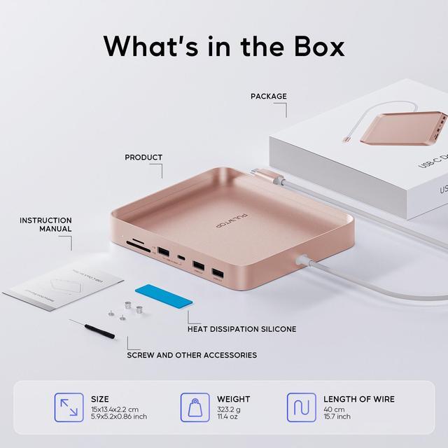Alt view image 7 of 7 - PULWTOP USB C HUB for iMac 24 inch 2021/2023/2024, USB Hub Adapter iMac Accessories for iMac M1/M3/M4 with USB C 10Gbps 3*USB A SD/TF, Docking Station Support Expand M.2 SSD (Not Included), Pink