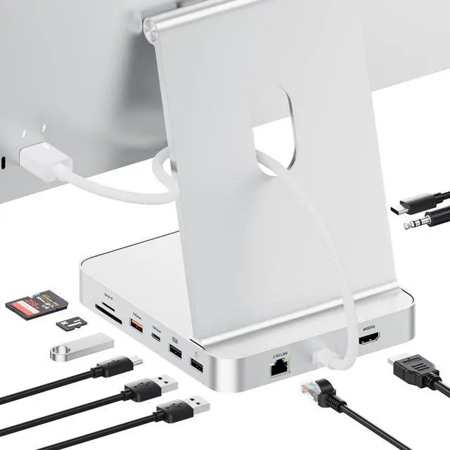 Main image of PULWTOP Upgraded 11 in 1 USB C Hub for iMac 24 inch USB Hub 2021 2023 2024 Support M.2 SSD (NOT Included), iMac Hub M1 M3 M4 Accessories, 4K HDMI, 2.5G Ethernet, 5 USB A/C Max 10Gbps, SD/TF - Silver