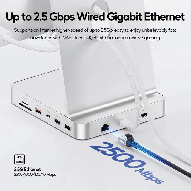 Alt view image 5 of 7 - PULWTOP Upgraded 11 in 1 USB C Hub for iMac 24 inch USB Hub 2021 2023 2024 Support M.2 SSD (NOT Included), iMac Hub M1 M3 M4 Accessories, 4K HDMI, 2.5G Ethernet, 5 USB A/C Max 10Gbps, SD/TF - Silver