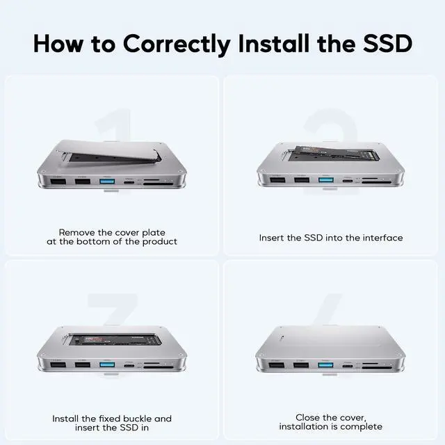 Alt view image 7 of 7 - PULWTOP USB C Hub for iMac - 10Gbps NVMe SATA SSD, USB A/C 10Gbps, 2USB A 2.0, SD/TF for iMac 24 inch & Studio Display 2