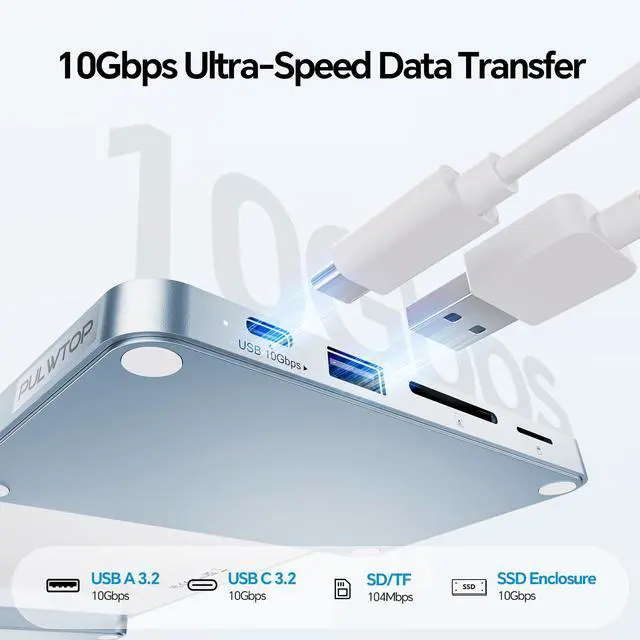 Alt view image 5 of 7 - PULWTOP USB C Hub for iMac 24 inch 2021 2023 2024, 8 in 1 iMac USB Hub with M.2 SSD Expansion (SSD Not Included), USB A/C 3.2 10Gbps, 2 USB A 2.0, SD/TF, iMacM1 M3 M4 Slim Dock Accessories