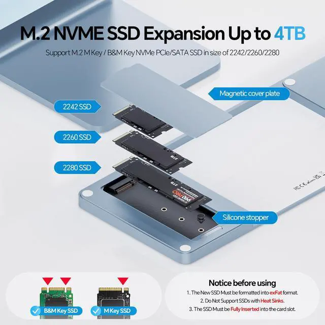 Alt view image 3 of 7 - PULWTOP USB C Hub for iMac 24 inch 2021 2023 2024, 8 in 1 iMac USB Hub with M.2 SSD Expansion (SSD Not Included), USB A/C 3.2 10Gbps, 2 USB A 2.0, SD/TF, iMacM1 M3 M4 Slim Dock Accessories