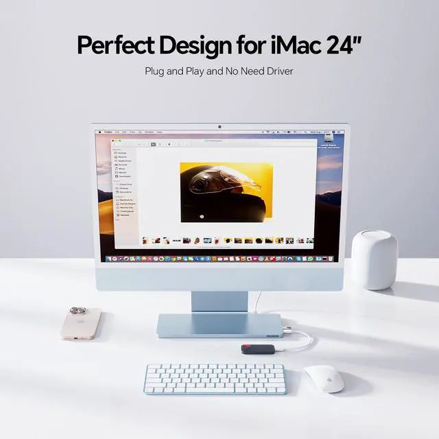 Alt view image 6 of 7 - PULWTOP USB C Hub for iMac 24 inch 2021 2023 2024, 8 in 1 iMac USB Hub with M.2 SSD Expansion (SSD Not Included), USB A/C 3.2 10Gbps, 2 USB A 2.0, SD/TF, iMacM1 M3 M4 Slim Dock Accessories
