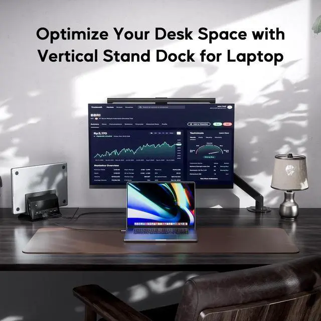 Alt view image 3 of 7 - PULWTOP Vertical Laptop Docking Station for MacBook Pro Air, Support M.2 SSD Expansion, 1 x HDMI 4K, 2 x USB-C 10Gbps, 2 x USB-A 5Gbps, RJ45, SD/TF, USB-C 100W PD Dock for Full-featured Type-C Laptops