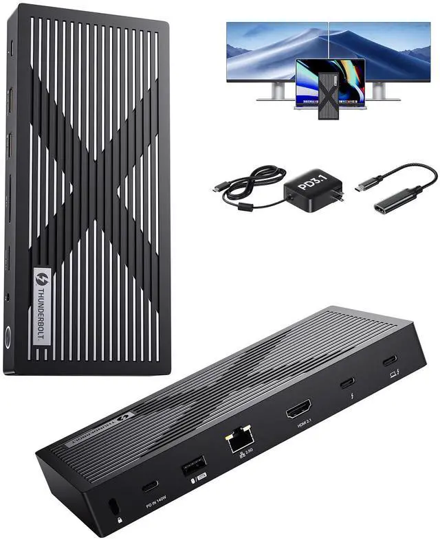 Main image of PULWTOP Thunderbolt 4 Dock, Thunderbolt 4 Hub with Dual Monitor 8K/4K Display, Laptop Docking Station with 40Gb/s, HDMI, SD/TF4.0, 2.5GbE for Windows, MacMiniM4 & Mac M4/Pro/Max, Thunderbolt Certified