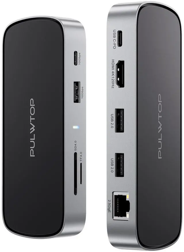 Main image of PULWTOP Laptop Docking Station, 9 in 1 USB C Mini Dock with 4K@120Hz/8K@30Hz HDMI, 2.5G LAN, 100W PD, USB A/C 10Gbps, SD/TF 4.0, USB C Hub Compatible with Thunderbolt 3/4 and Full-Type-C Laptops