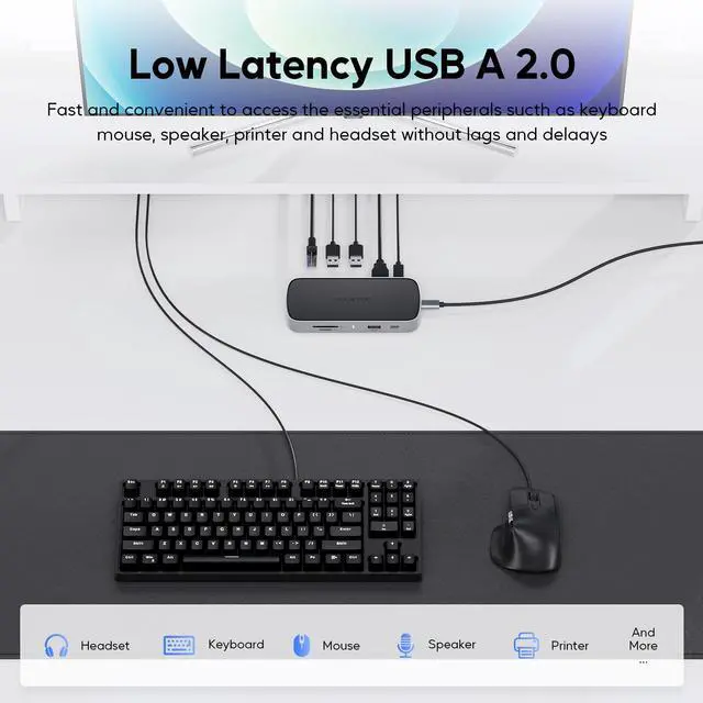 Alt view image 6 of 7 - PULWTOP Laptop Docking Station, 9 in 1 USB C Mini Dock with 4K@120Hz/8K@30Hz HDMI, 2.5G LAN, 100W PD, USB A/C 10Gbps, SD/TF 4.0, USB C Hub Compatible with Thunderbolt 3/4 and Full-Type-C Laptops